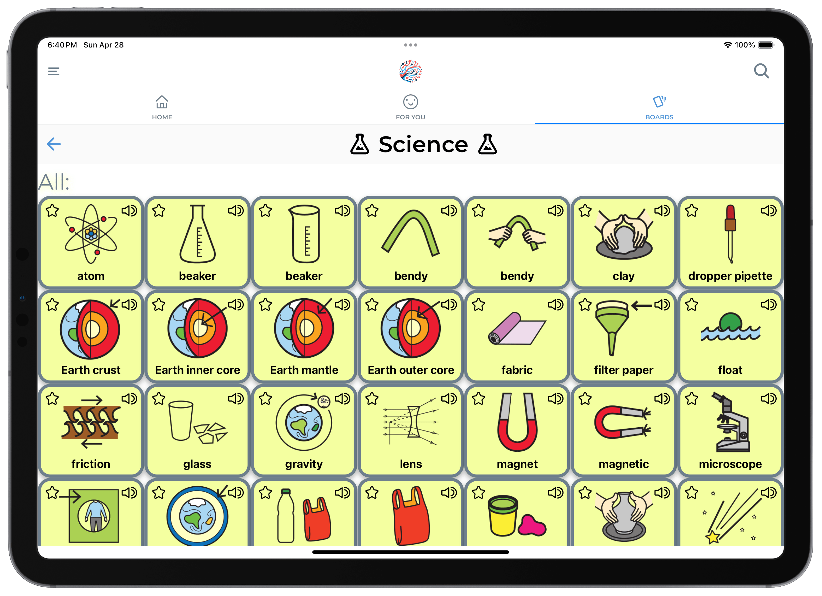 Mosaic Voice AAC board